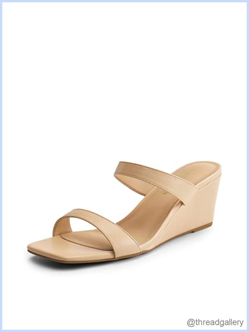 Dream Pairs Women's Slip On Wedge Sandals Square Toe Cushioned PU